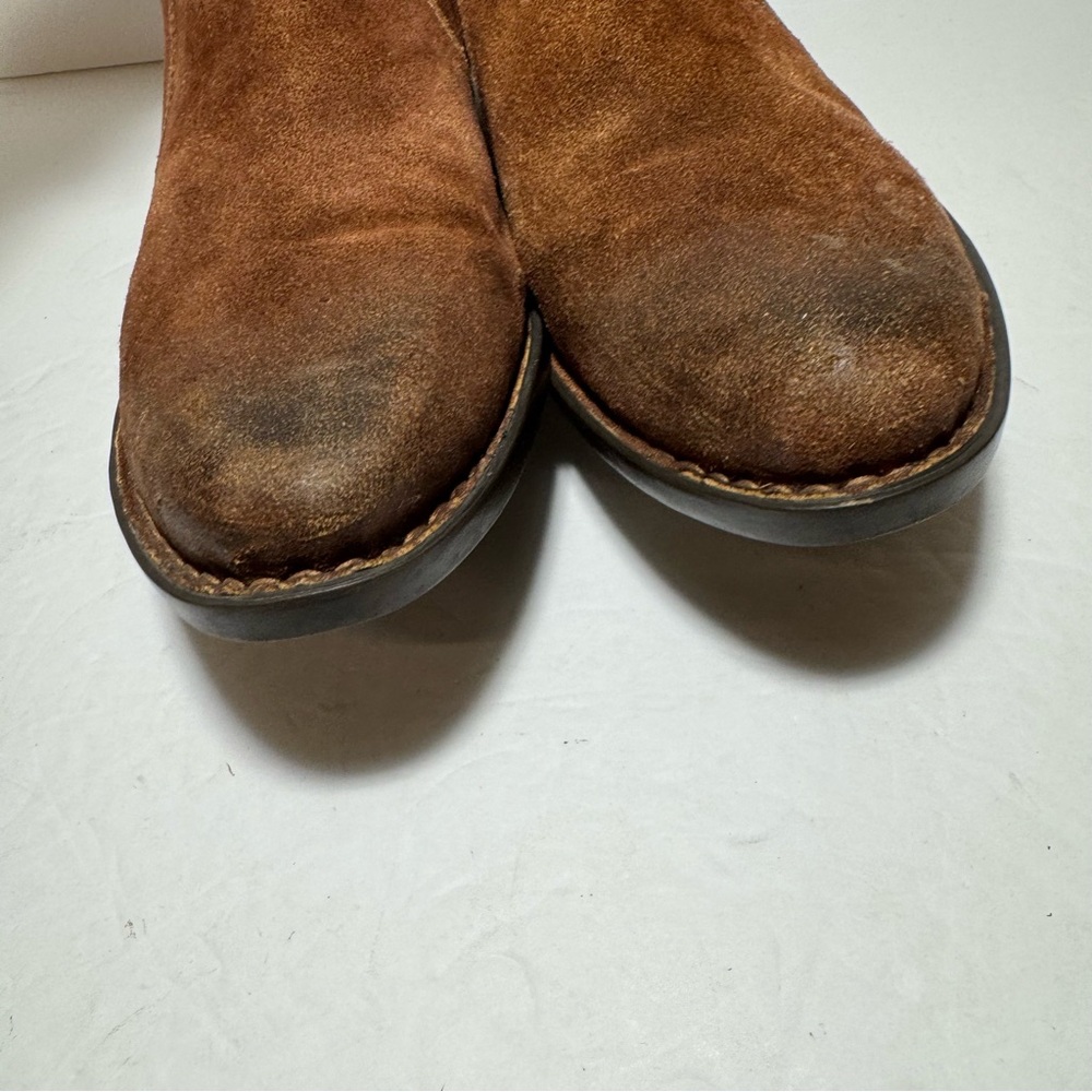 Born Kerri Cognac Brown Distressed Suede Women's Bootie Sz 10 Western Back Zip - Picture 7 of 15